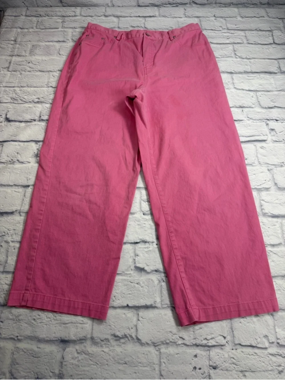 Vintage Alfred Dunner Bright Pink Wide-Leg Cotton Pants. Size 16. Artsy.